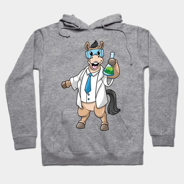 Horse as Chemist with Goggles and Test tube Hoodie by Markus Schnabel